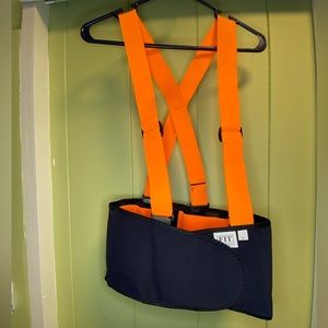 FIT Industrial Back Support w/ Suspenders Men’s Size M (28-36) Black / Orange